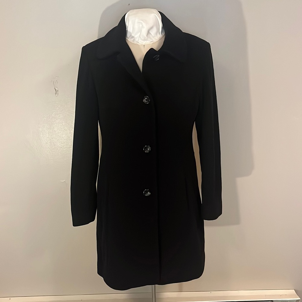Black Ann Klein 80% Wool Blend Coat Small
